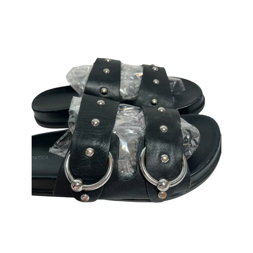Rebecca Minkoff Women's Vachel Slides US 7,5 M Black Leather Sandals - Picture 6 of 12